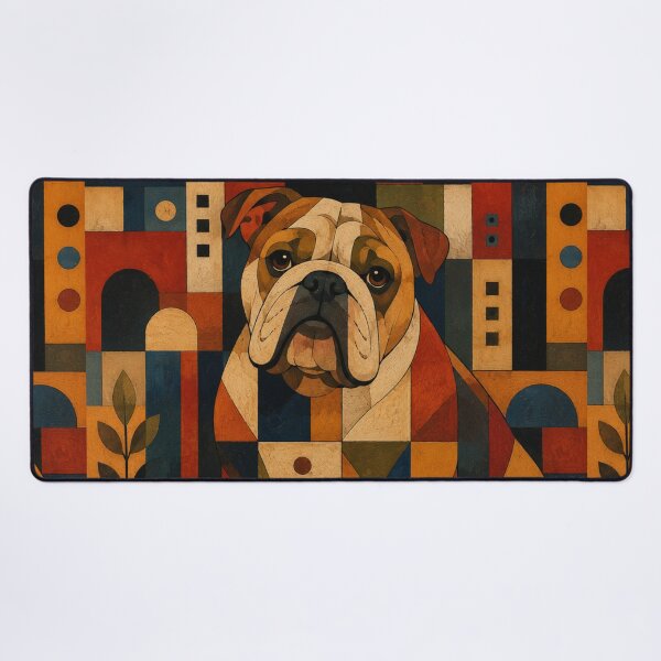 Item preview, Colorful Bulldog Folk Art Geometric Dog Pattern designed and sold by Petsthetic.