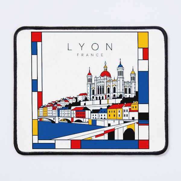 Item preview, Lyon Mondrian style poster 3D designed and sold by CMYKStudio.
