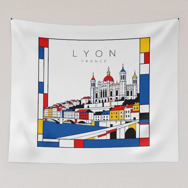 Item preview, Lyon Mondrian style poster 3D designed and sold by CMYKStudio.