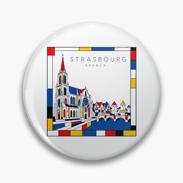 Item preview, Strasbourg Mondrian style poster 3D designed and sold by CMYKStudio.
