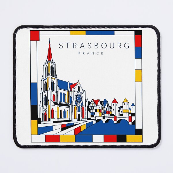 Item preview, Strasbourg Mondrian style poster 3D designed and sold by CMYKStudio.