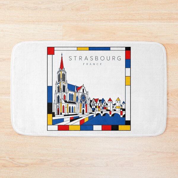 Item preview, Strasbourg Mondrian style poster 3D designed and sold by CMYKStudio.