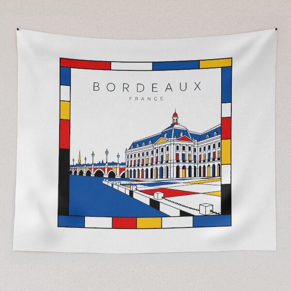 Item preview, Bordeaux Mondrian style poster 3D designed and sold by CMYKStudio.