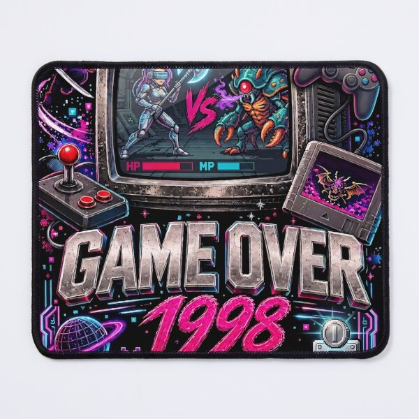 Item preview, Player 1 Press Start Game Over 1998 Retro Arcade Gamer designed and sold by thirtyonestars.
