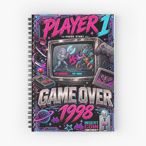 Item preview, Player 1 Press Start Game Over 1998 Retro Arcade Gamer designed and sold by thirtyonestars.