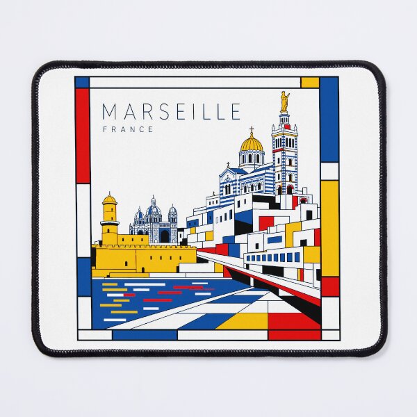 Item preview, Marseille Mondrian style poster 3D designed and sold by CMYKStudio.
