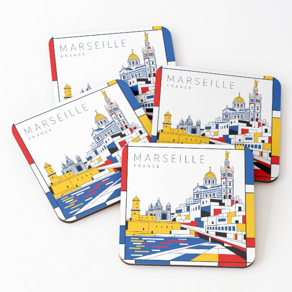 Item preview, Marseille Mondrian style poster 3D designed and sold by CMYKStudio.