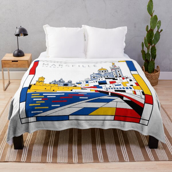 Item preview, Marseille Mondrian style poster 3D designed and sold by CMYKStudio.