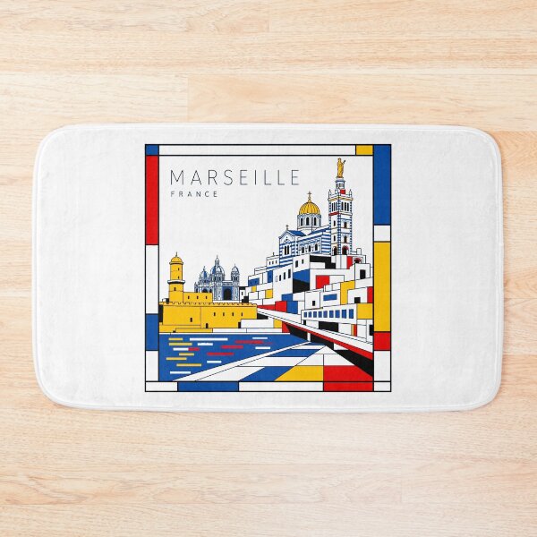 Item preview, Marseille Mondrian style poster 3D designed and sold by CMYKStudio.