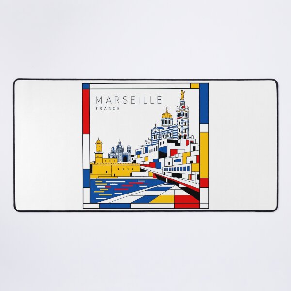 Item preview, Marseille Mondrian style poster 3D designed and sold by CMYKStudio.