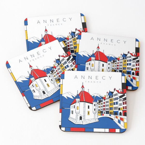 Item preview, Annecy Mondrian style poster 3D designed and sold by CMYKStudio.