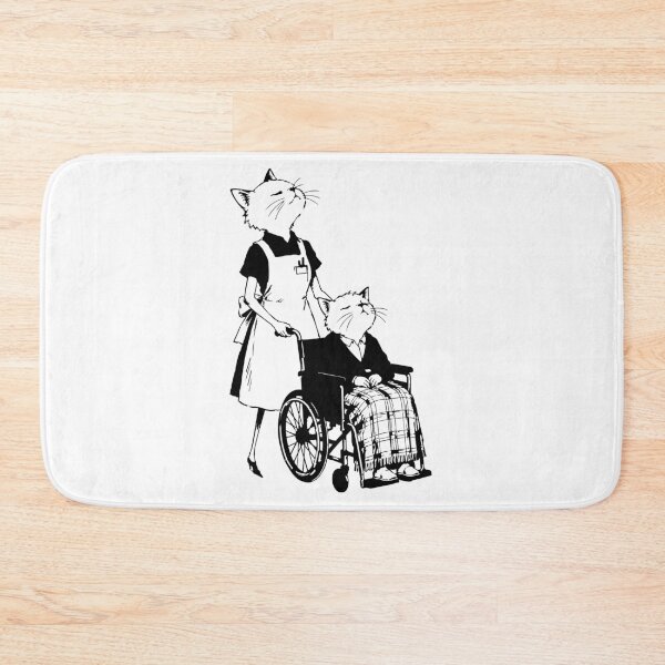 Item preview, Cat Caregiver - Line Art Wheelchair Assistance Illustration designed and sold by medicalkinoko.