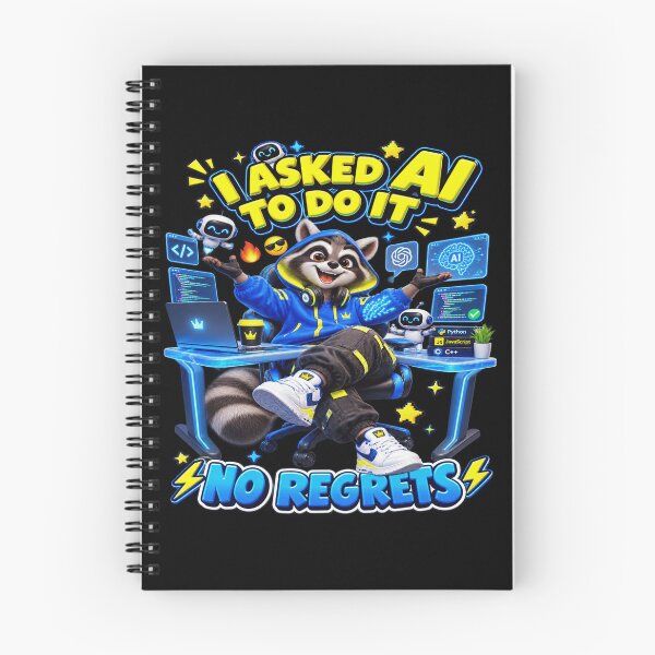 Item preview, I Asked AI To Do It No Regrets Funny Raccoon Meme T-Shirt Gift For Programmers Developers And Tech Lovers designed and sold by SynthWaveR.