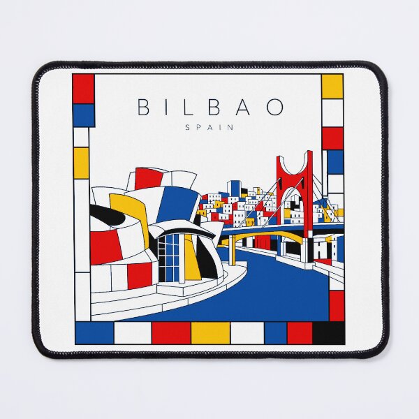 Item preview, Bilbao Mondrian style poster 3D designed and sold by CMYKStudio.