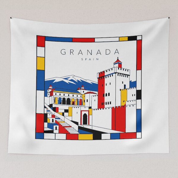Item preview, Granada Mondrian style poster 3D designed and sold by CMYKStudio.