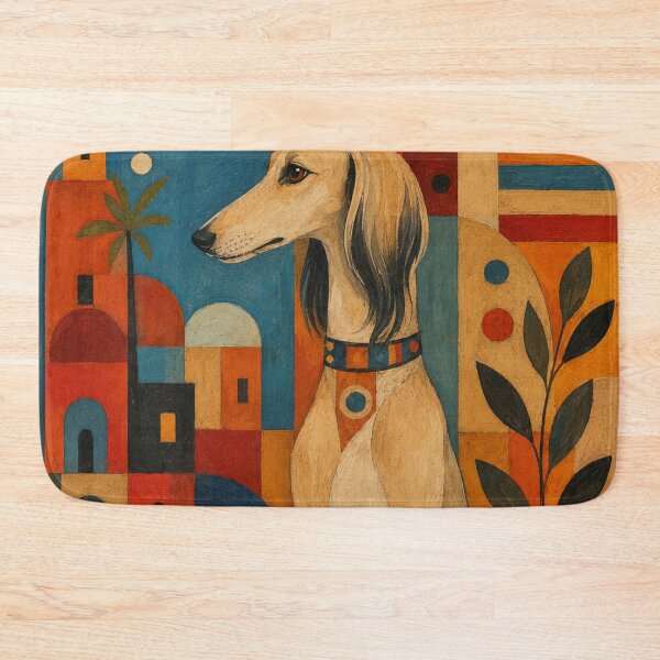 Item preview, Colorful Saluki Folk Art  designed and sold by Petsthetic.