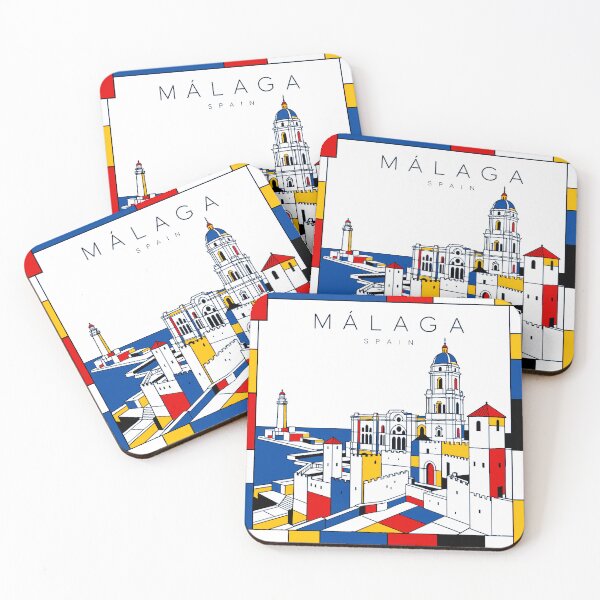Item preview, Malaga Mondrian style poster 3D designed and sold by CMYKStudio.