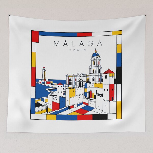 Item preview, Malaga Mondrian style poster 3D designed and sold by CMYKStudio.