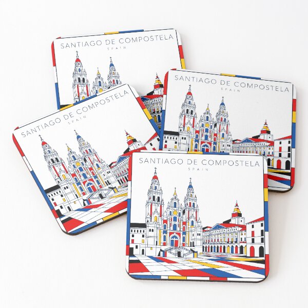 Item preview, Santiago De Compostela Mondrian style poster 3D designed and sold by CMYKStudio.