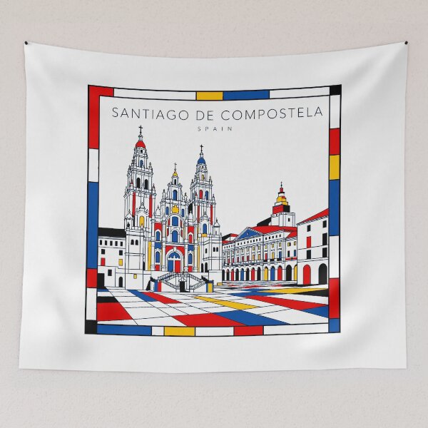 Item preview, Santiago De Compostela Mondrian style poster 3D designed and sold by CMYKStudio.