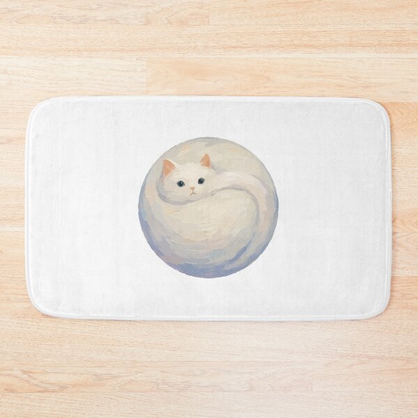 Item preview, Curled White Cat - Cozy Round Painterly Cat Illustration designed and sold by medicalkinoko.