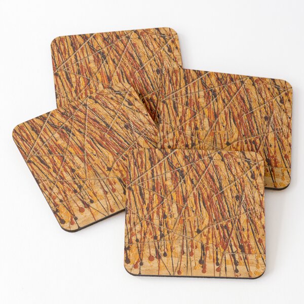 Item preview, Earthy String and Paint Drizzle Abstract Art designed and sold by THE SPLATTERED HAUS BY SAGE BANKS.