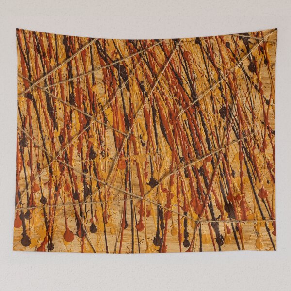 Item preview, Earthy String and Paint Drizzle Abstract Art designed and sold by THE SPLATTERED HAUS BY SAGE BANKS.
