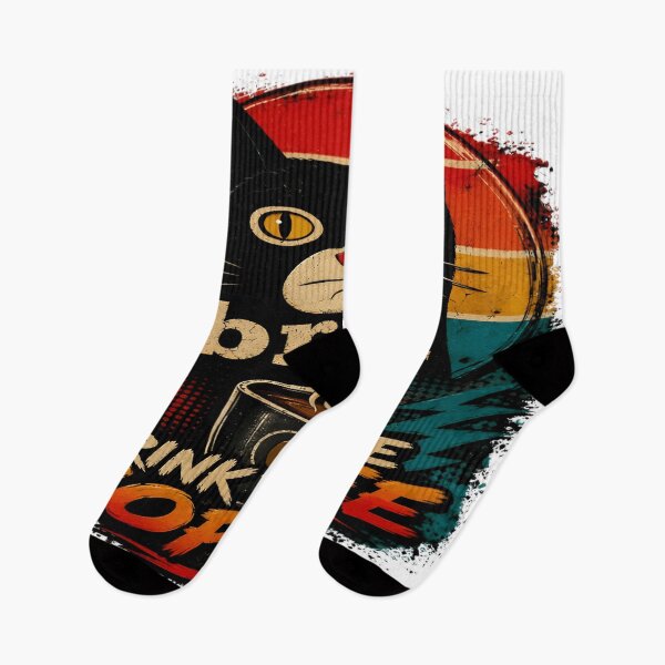 Item preview, Bruh Drink Some Coffee Retro Sunset Cat Art designed and sold by DailySparks.
