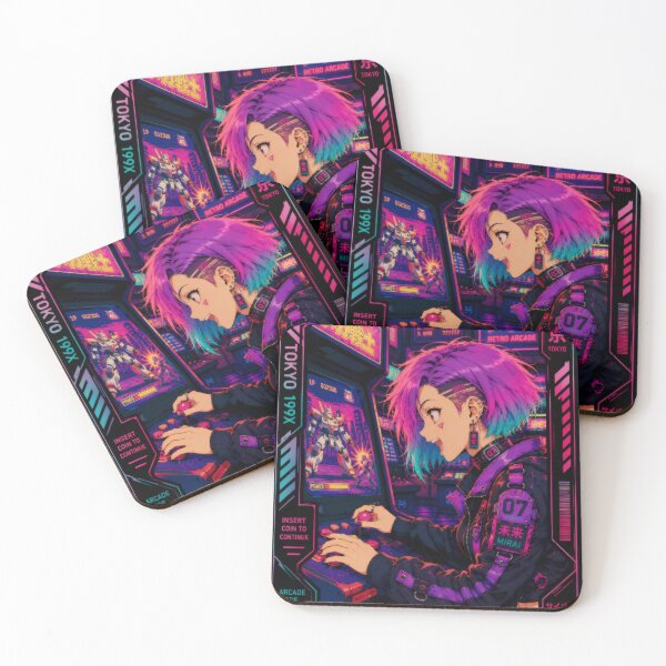 Item preview, Cyberpunk arcade girl – 90s retro anime gamer designed and sold by Apocalyptic Art Studio.
