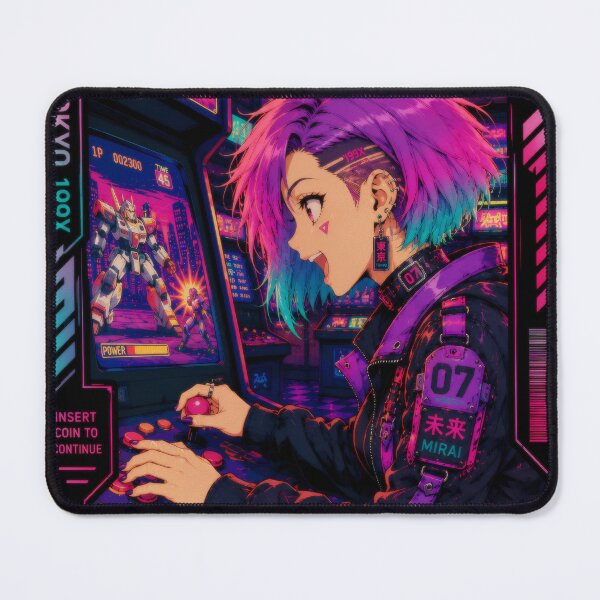 Item preview, Cyberpunk arcade girl – 90s retro anime gamer designed and sold by Apocalyptic Art Studio.