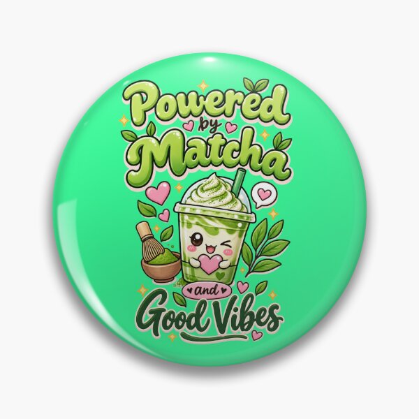 Item preview, Title: Powered by Matcha & Good Vibes – Cute Kawaii Matcha Lover Design designed and sold by Grixel's Paang Gala Shop.