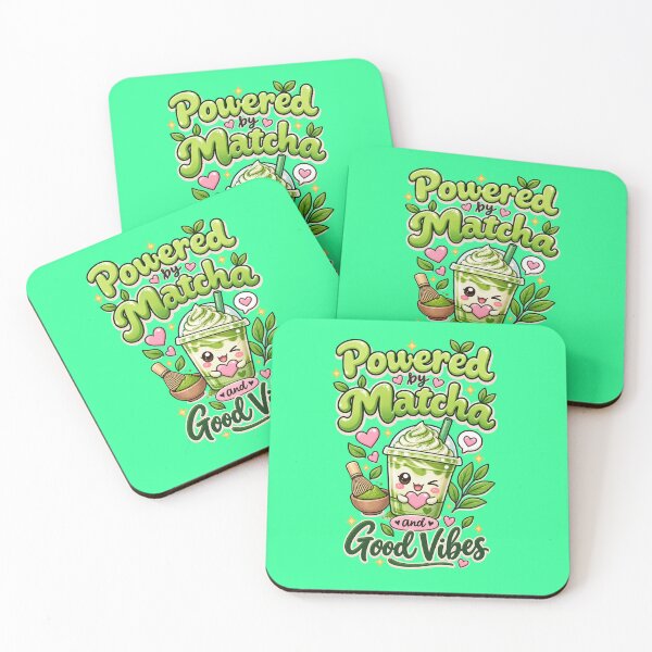 Item preview, Title: Powered by Matcha & Good Vibes – Cute Kawaii Matcha Lover Design designed and sold by Grixel's Paang Gala Shop.