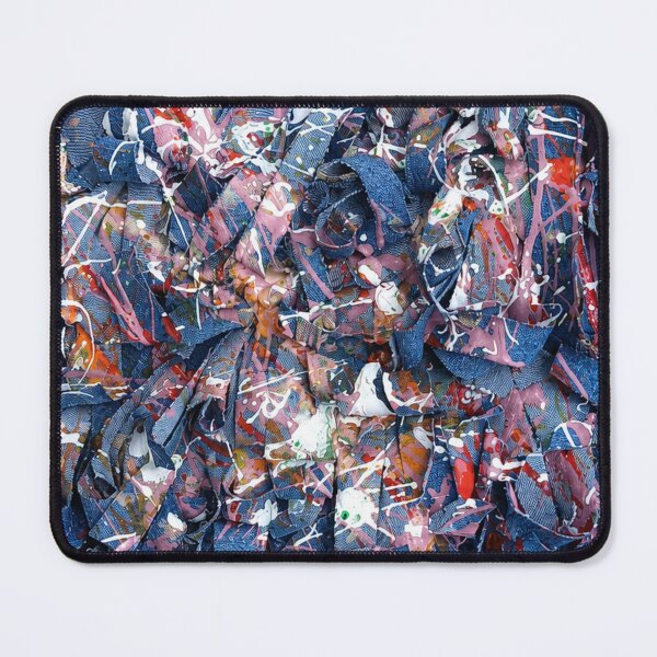 Item preview, Denim Splatter Textile Abstract Art designed and sold by THE SPLATTERED HAUS BY SAGE BANKS.