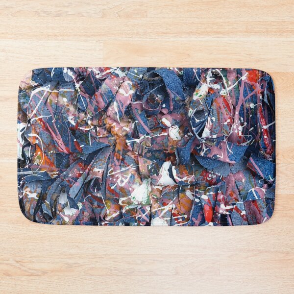 Item preview, Denim Splatter Textile Abstract Art designed and sold by THE SPLATTERED HAUS BY SAGE BANKS.
