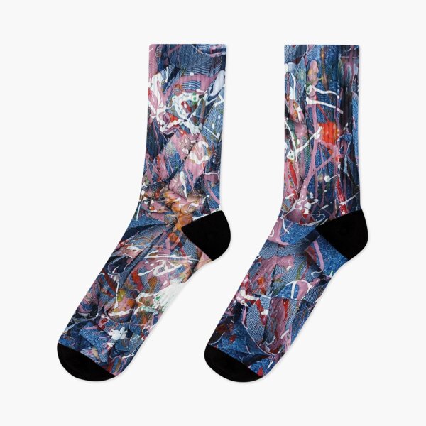 Item preview, Denim Splatter Textile Abstract Art designed and sold by THE SPLATTERED HAUS BY SAGE BANKS.