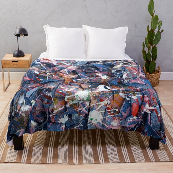 Item preview, Denim Splatter Textile Abstract Art designed and sold by THE SPLATTERED HAUS BY SAGE BANKS.