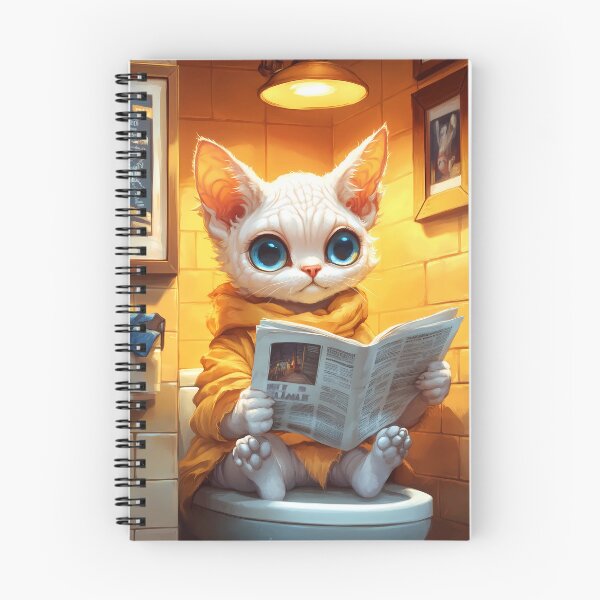 Item preview, Sphynx Cat Newspaper Bathroom Cozy Golden Kawaii Reading Moment designed and sold by mildaclairmo.