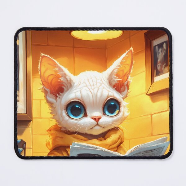 Item preview, Sphynx Cat Newspaper Bathroom Cozy Golden Kawaii Reading Moment designed and sold by mildaclairmo.