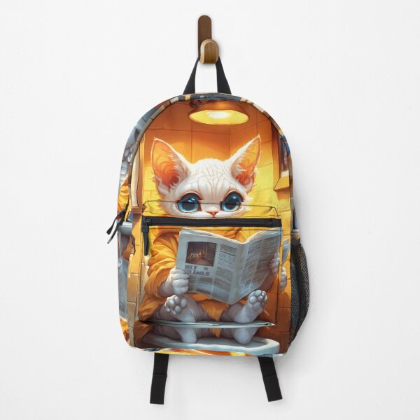 Item preview, Sphynx Cat Newspaper Bathroom Cozy Golden Kawaii Reading Moment designed and sold by mildaclairmo.