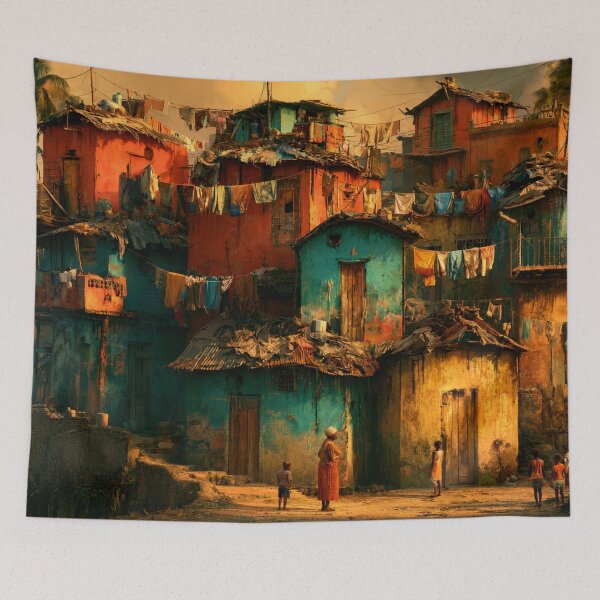 Item preview, Haitian Hillside Village – Colorful Caribbean Art designed and sold by GSizzle1.
