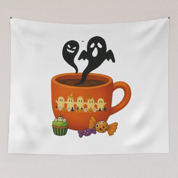 Item preview, Festive Halloween Hot Beverage Art With Cupcake And Candy designed and sold by VibranPalette.