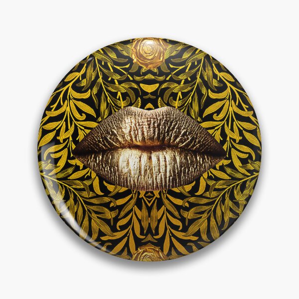 Item preview, Golden Botanical Lips — Ornate Surreal Art designed and sold by behappyandrelax.