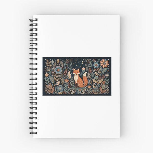 Item preview, Whimsical Folk Art Forest Fox and Celestial Botanical Illustration designed and sold by Ak-art-shop.