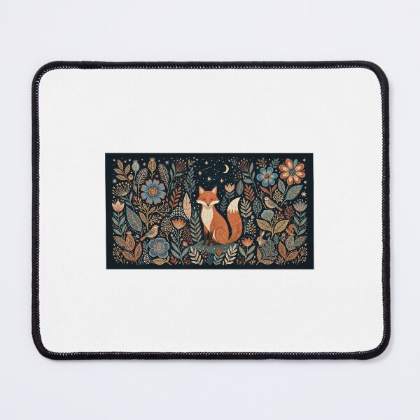 Item preview, Whimsical Folk Art Forest Fox and Celestial Botanical Illustration designed and sold by Ak-art-shop.
