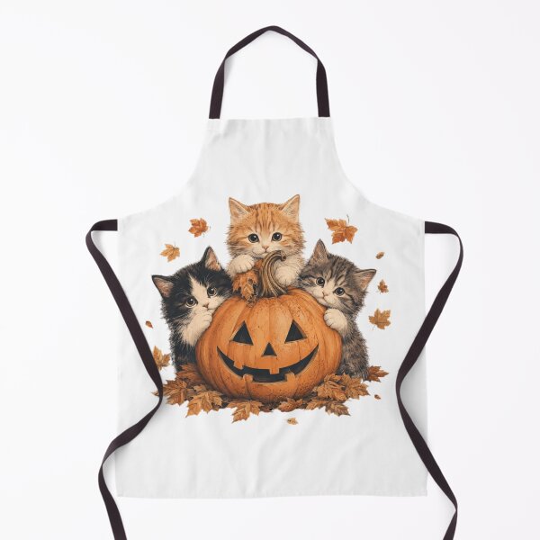 Item preview, Cute Halloween Kittens with Pumpkin and Autumn Leaves designed and sold by TheWizArt.