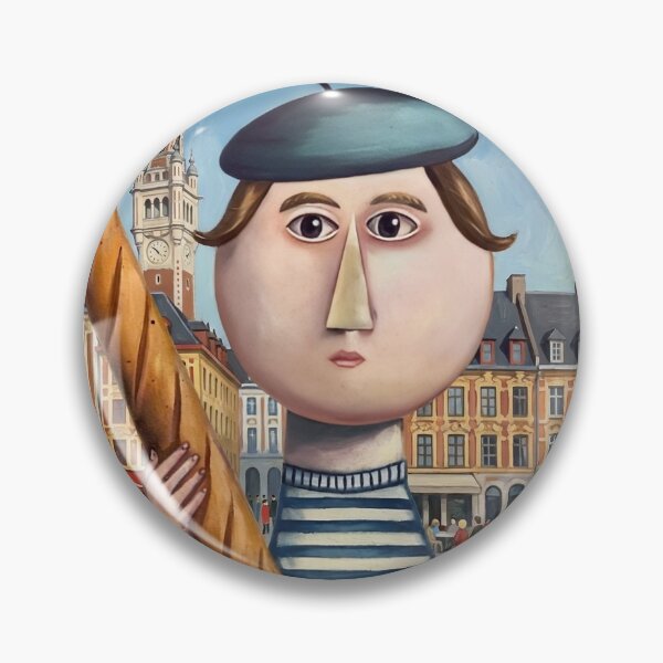 Item preview, Lille France Travel Poster | Character with Baguette in Lille Square designed and sold by LeQuirks.