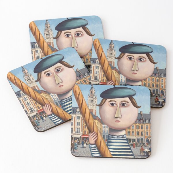 Item preview, Lille France Travel Poster | Character with Baguette in Lille Square designed and sold by LeQuirks.