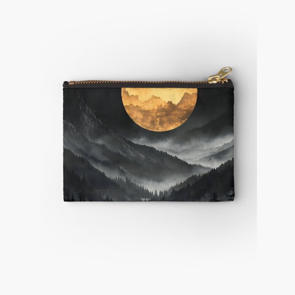 Item preview, Japanese Mountain Golden Moon Mist Forest Dark Landscape designed and sold by mildaclairmo.