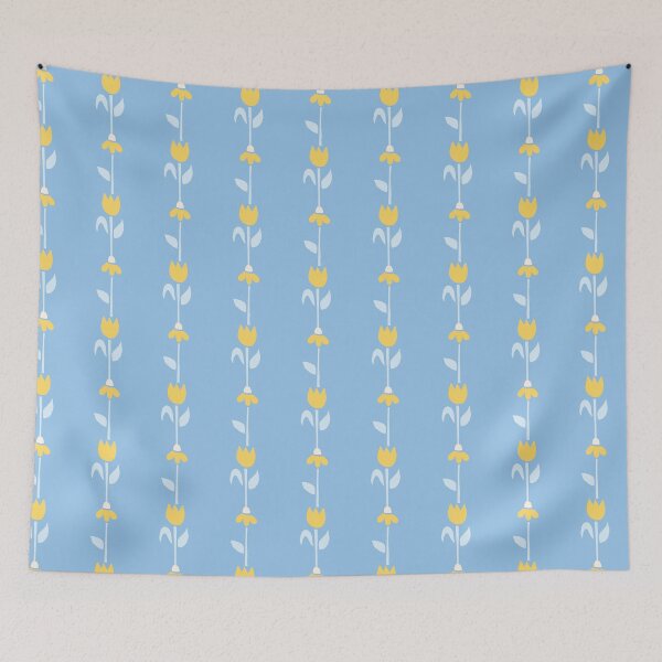 Item preview, Soft Blue and Yellow Tulip Floral Stripe Pattern designed and sold by KIrving Designs.