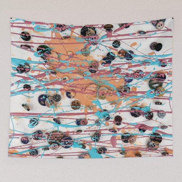 Item preview, Button Field Pastel Paint Drizzle Art designed and sold by THE SPLATTERED HAUS BY SAGE BANKS.